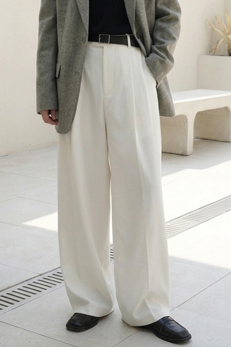 Men's Off White Korean Style Trouser (Front) 