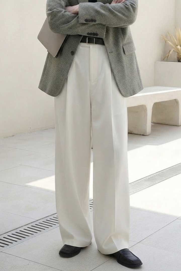 Off White Straight Leg Pant For Men (Stylish)