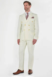 Men Off White Suit Wedding Suit Party Wear Double Breasted DaVanchy 