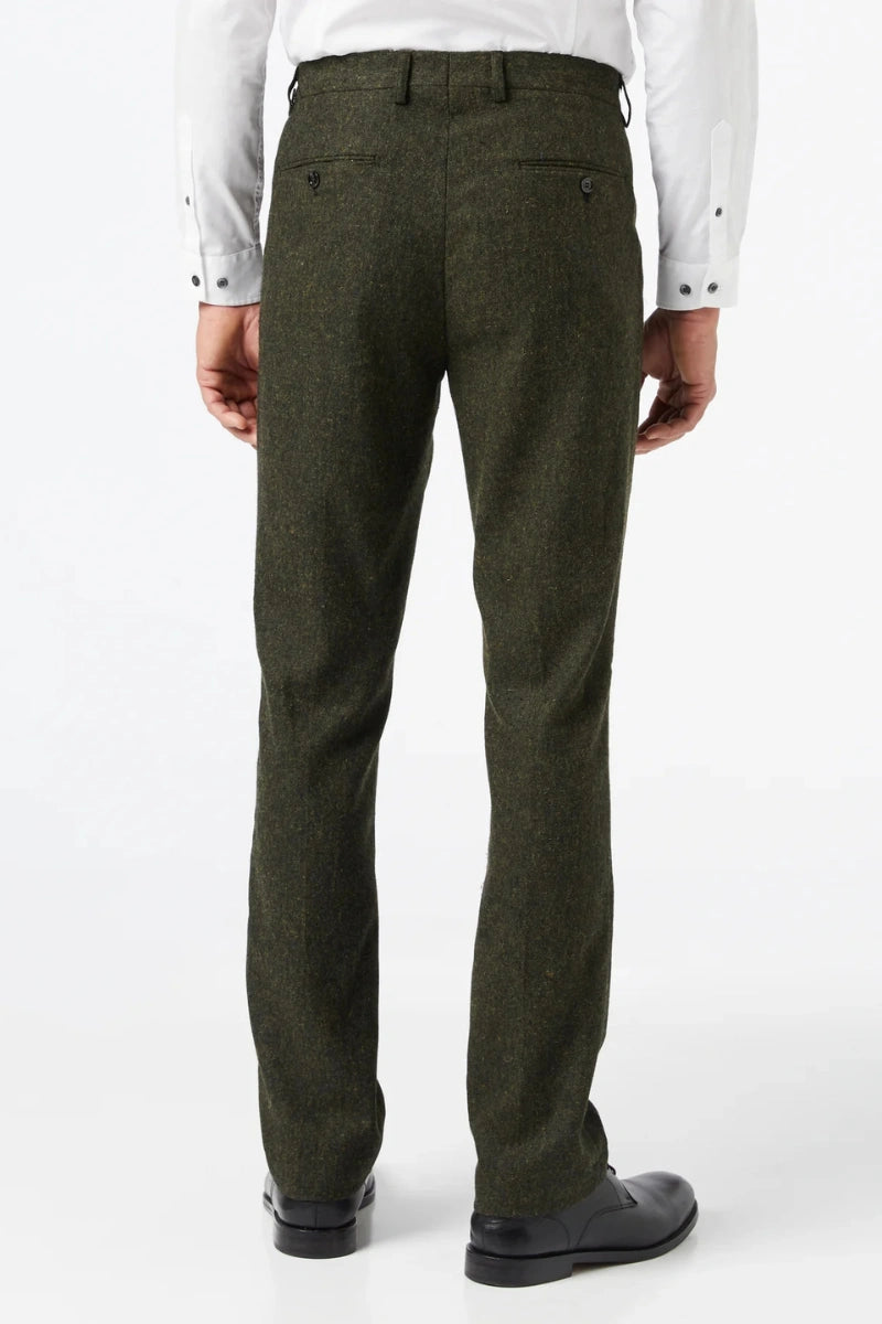 men-olive-green-formal-pant-vintage-tweed-pant-tailored-fit-pant
