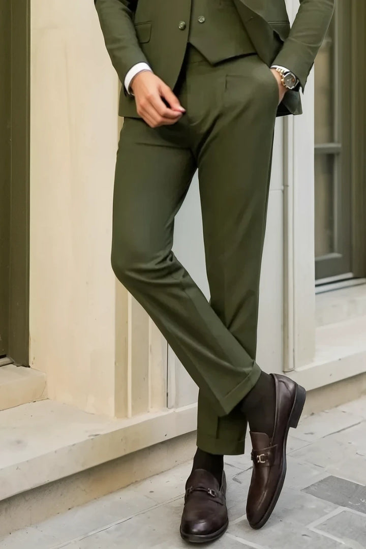men-olive-green-formal-pant-business-wear-casual-pant