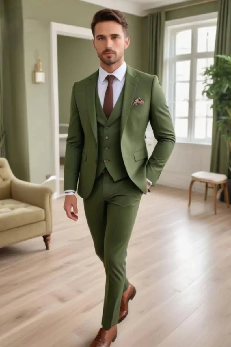 Olive Green Suit Wedding Suit Dinner Suits Bespoke Green Davanchy 