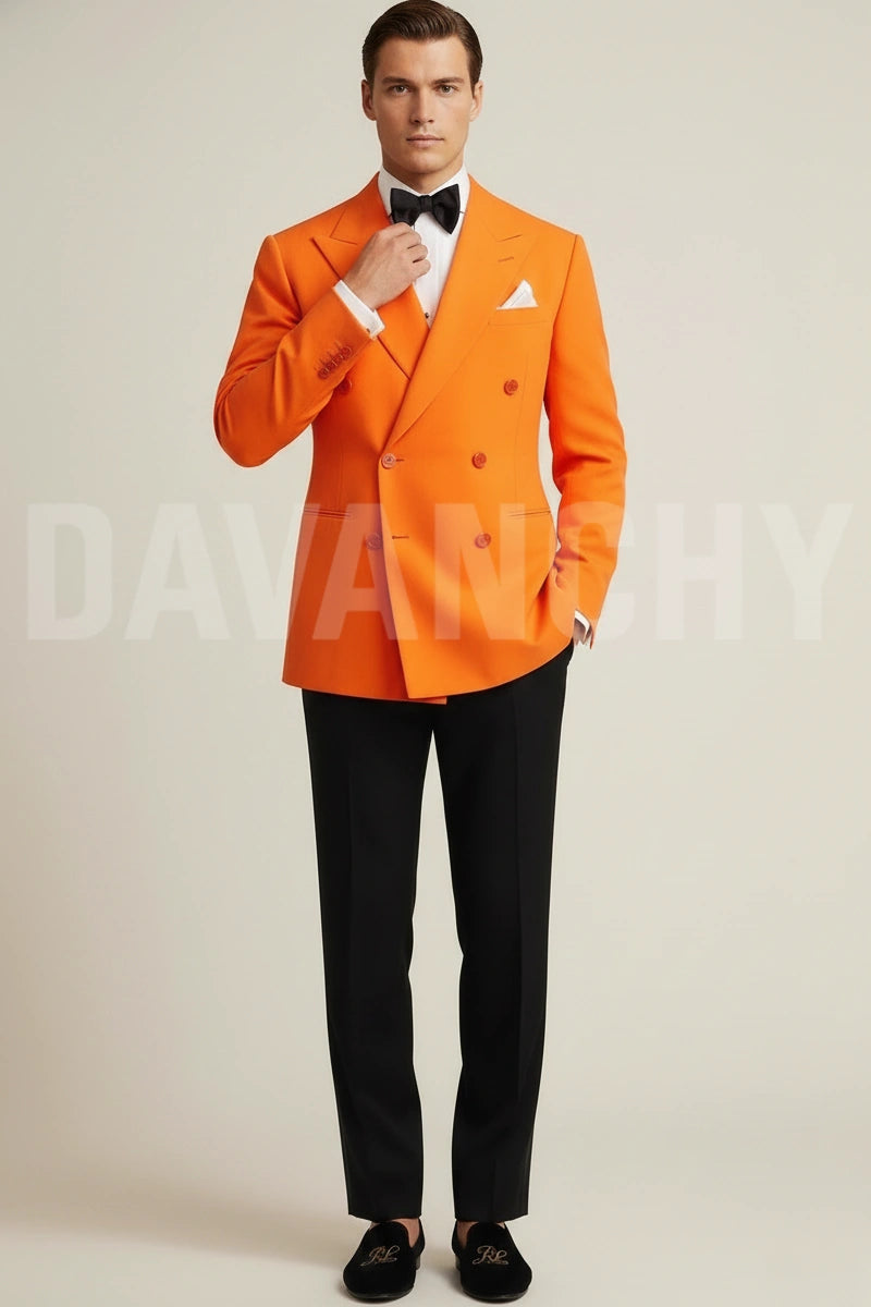 Men orange tuxedo suit-Front
