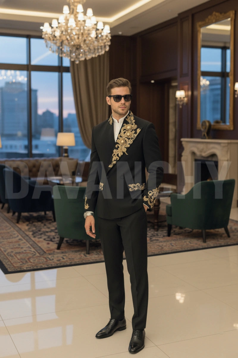 Men Premium Designer Two Piece Suit-Front