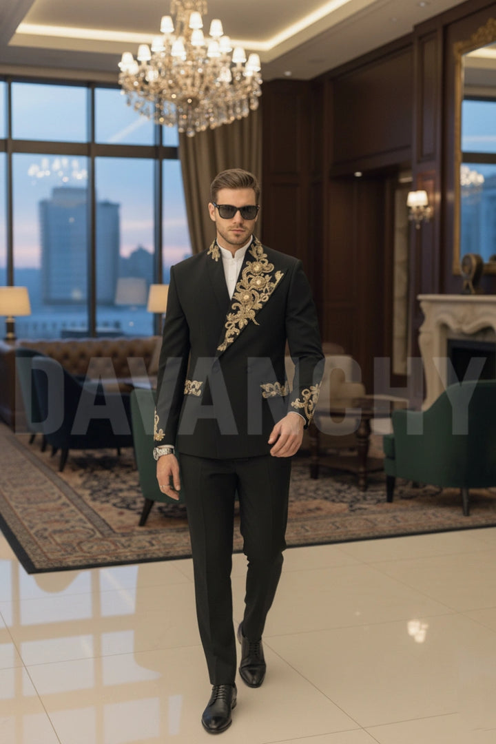 Unique embroidered trendy latest design suit for men-Front