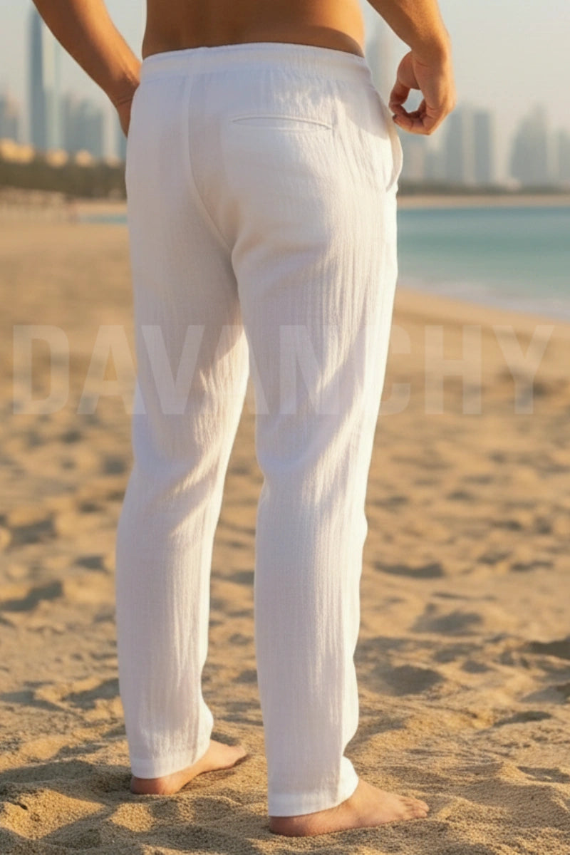 Relaxed and comfortable fit linen trouser-Back