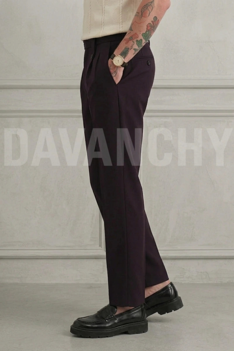 Burgundy trousers for men-Side