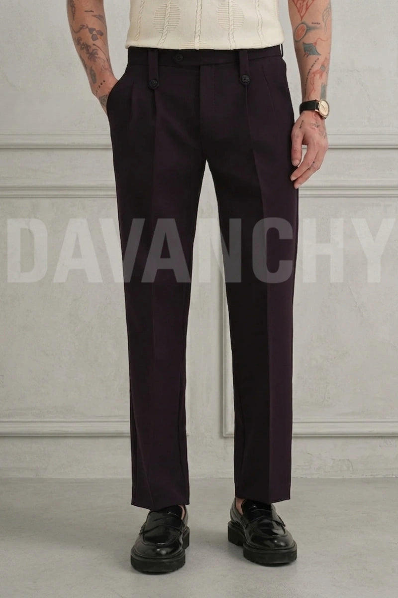 Men wine formal trousers-Front