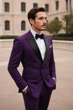 Men Tuxedo Suit Purple Two Piece Suit Double Breasted Wear DaVanchy 