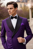 Men Tuxedo Suit Purple Two Piece Suit Double Breasted Wear DaVanchy 