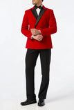 Men Double Breasted Tuxedo Suit Red Suit Wedding Suit Red DaVanchy 