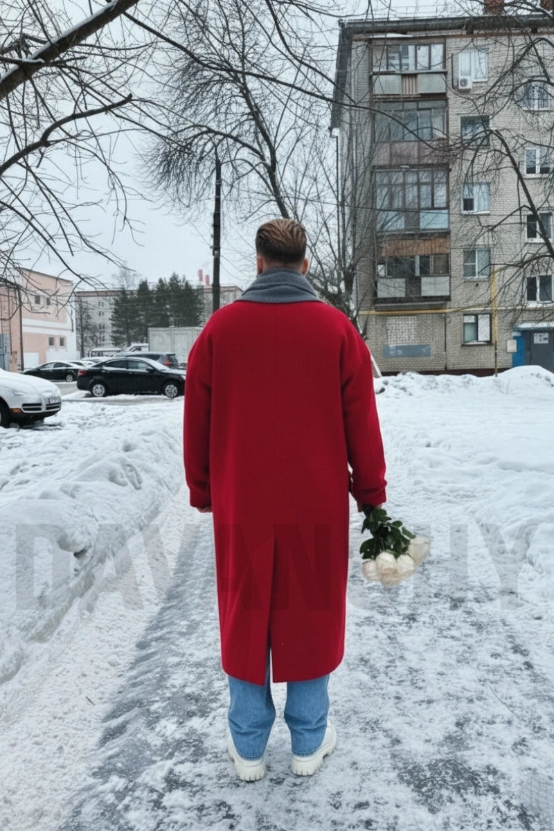 Mens winter wear wool coat-Back