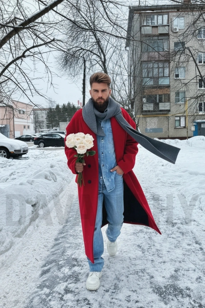 Double breasted overcoat for men