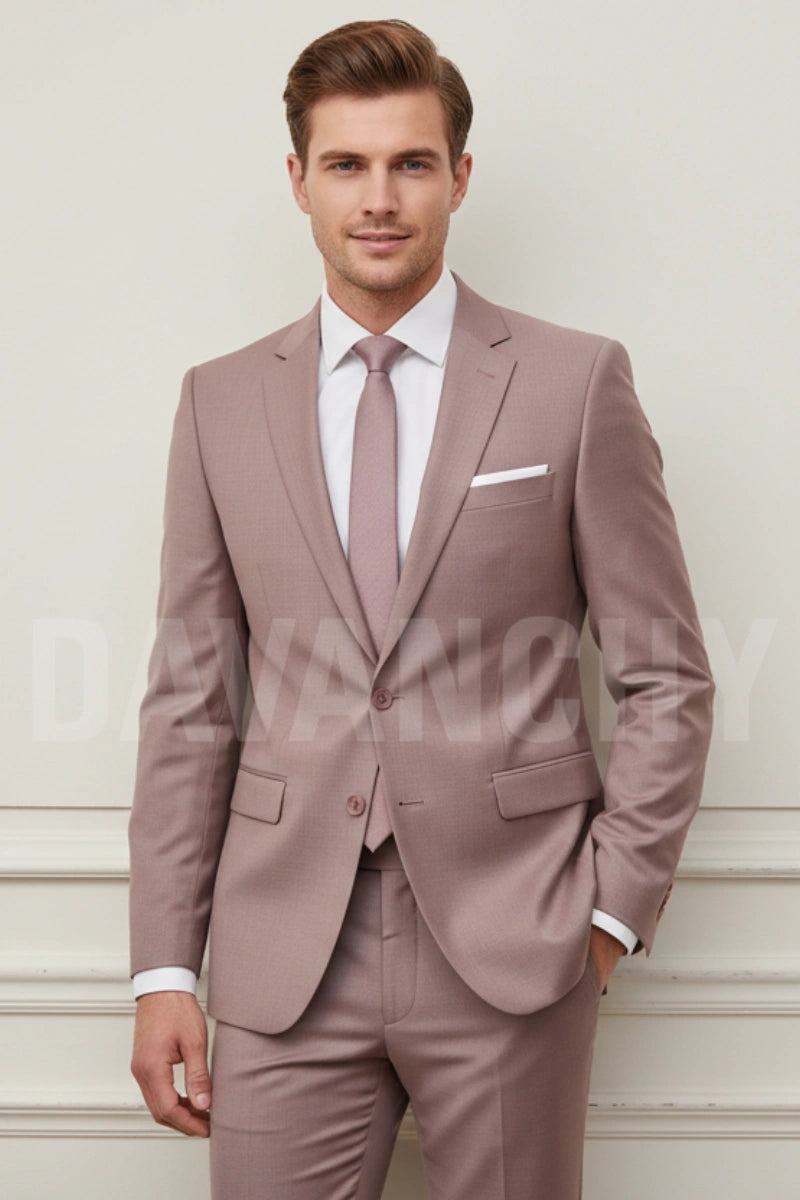 Men Rose Gold Two Piece Suit-Front