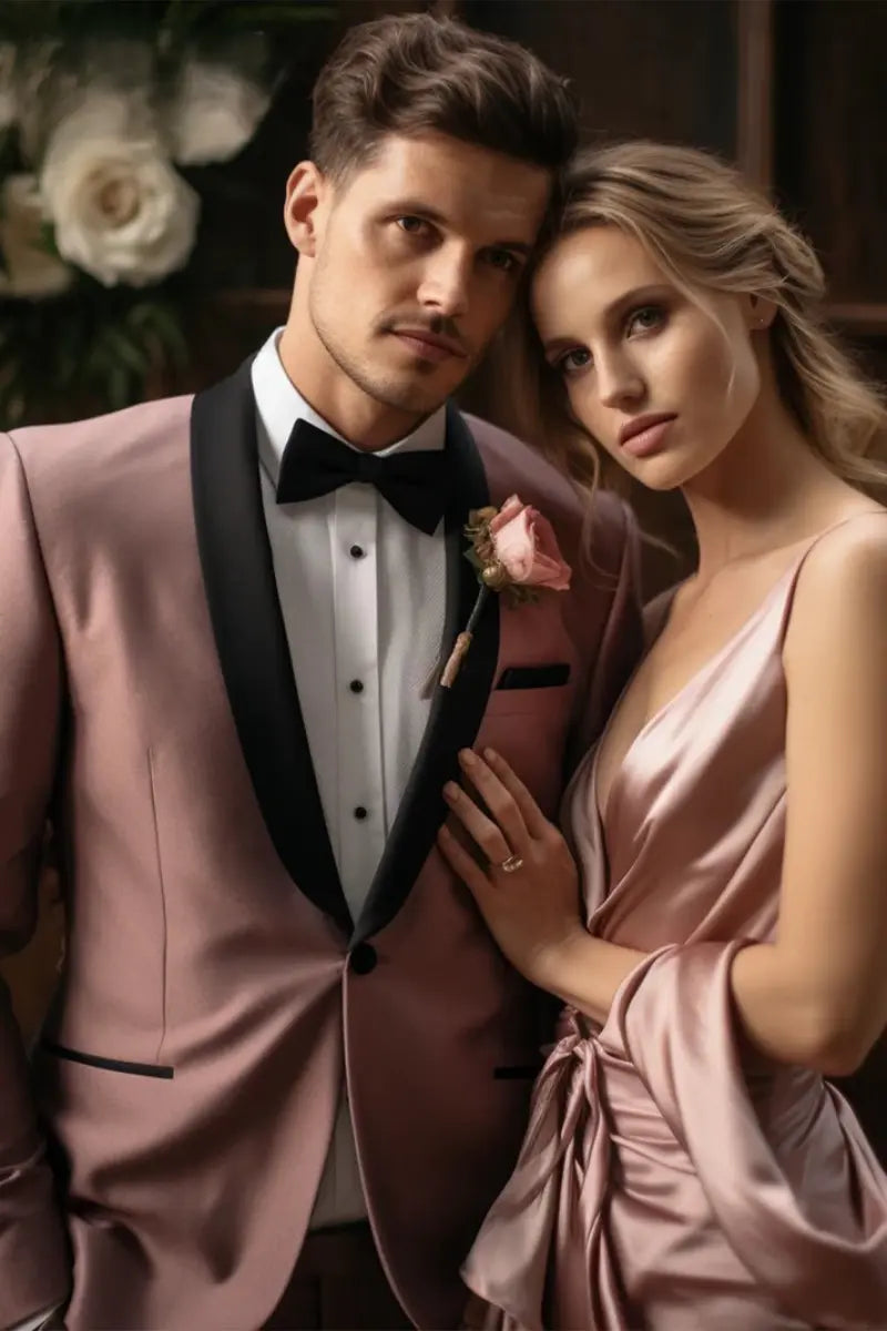 Men Rose Pink Tuxedo Suit Wedding Suit Dinner Suit Prom DaVanchy 