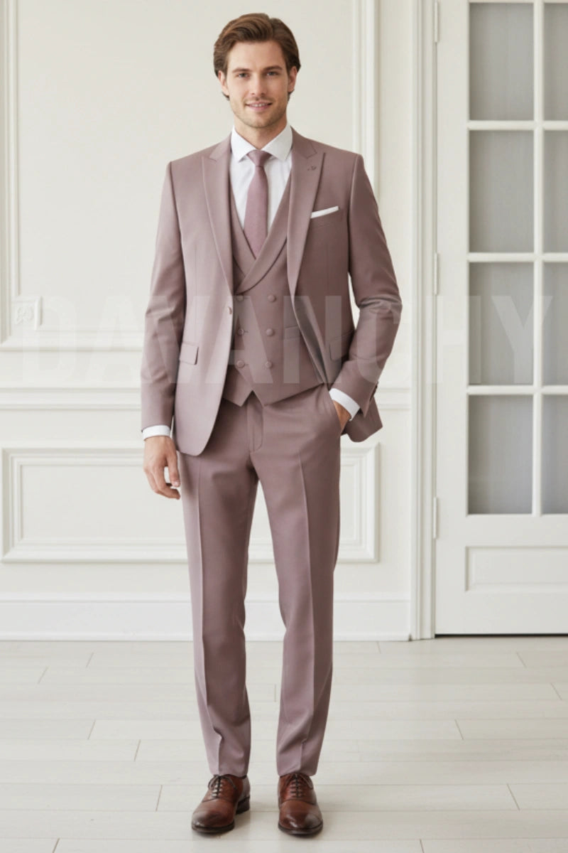 Men Rose Gold Premium Three Piece Suit Best Formal Attire Bespoke Set 56 / 42 Men Rose Gold Premium Three Piece Suit Best Formal Attire Bespoke Set 56 / 42