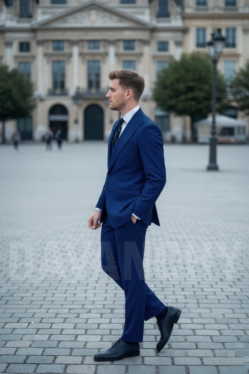 Royal blue formal suit for men-Side