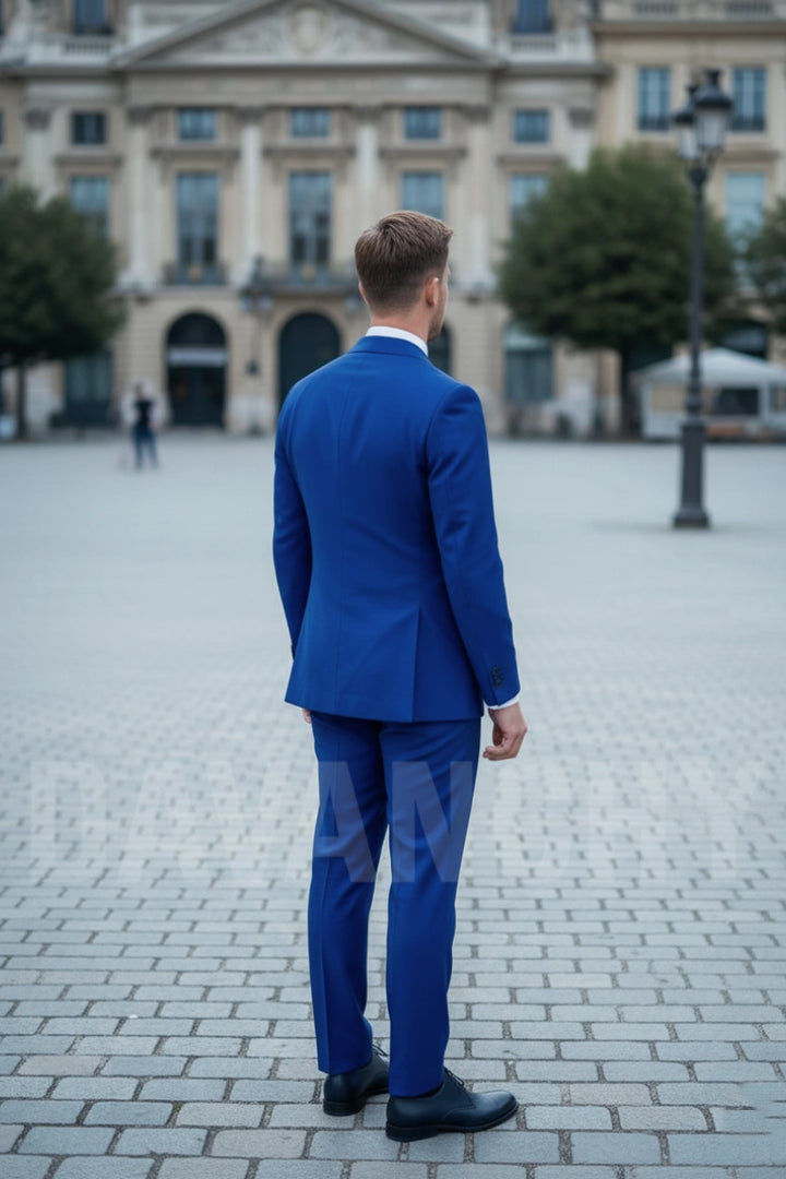 Premium men’s blue wedding suit-Back