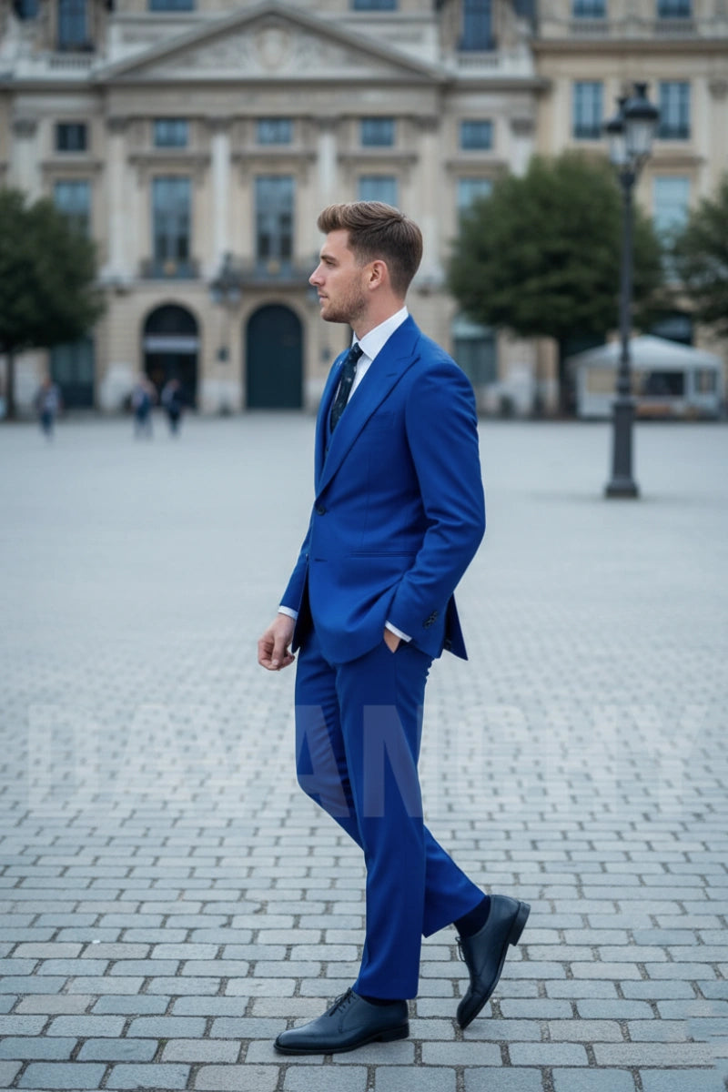 Royal blue formal suit for men-Side