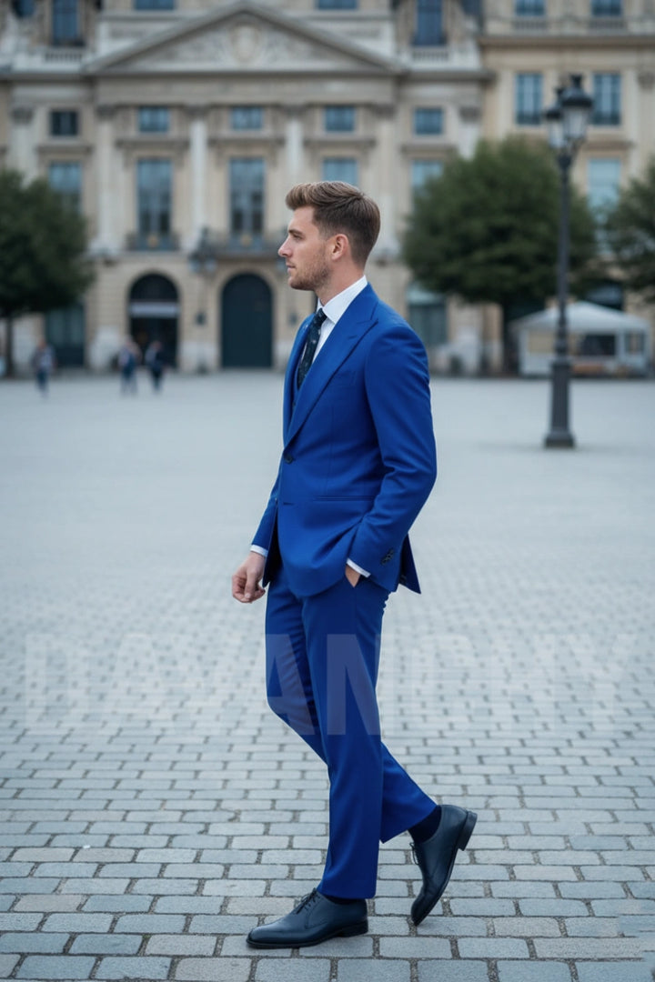 Royal blue formal suit for men-Side