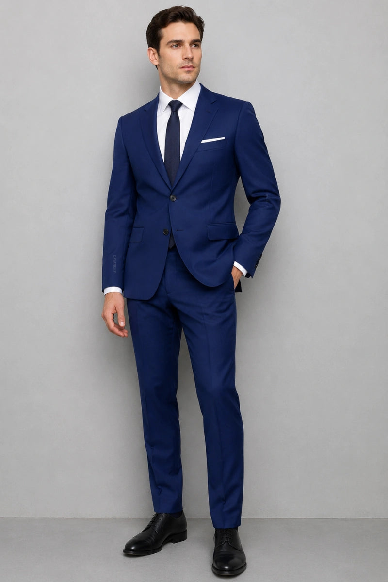 Mens royal blue two-piece suit-Front