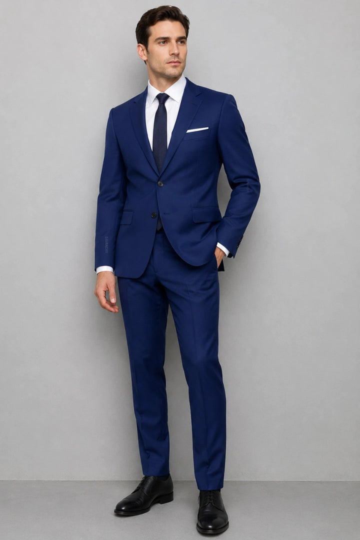Mens royal blue two-piece suit-Front
