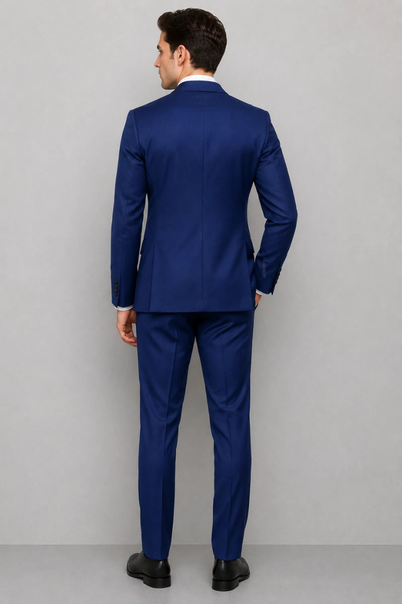 Premium Royal Blue Formal Two Piece Suit-Back