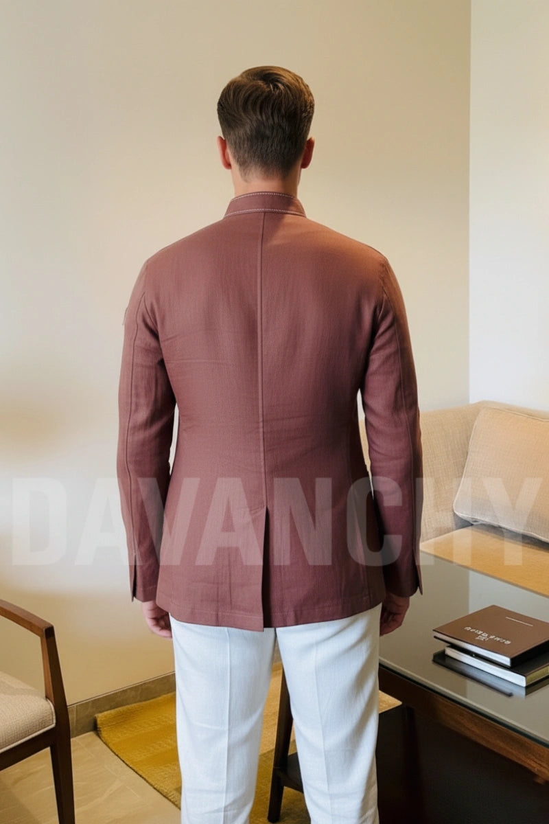 Men rust safari style jacket-Back
