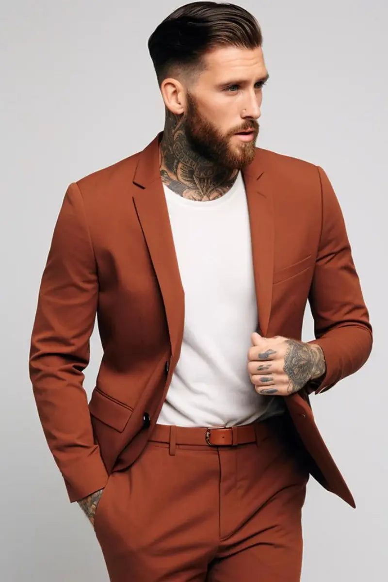 Men Rust Suit Wedding Rust Wear Two Piece Formal Rust Suit  DaVanchy 