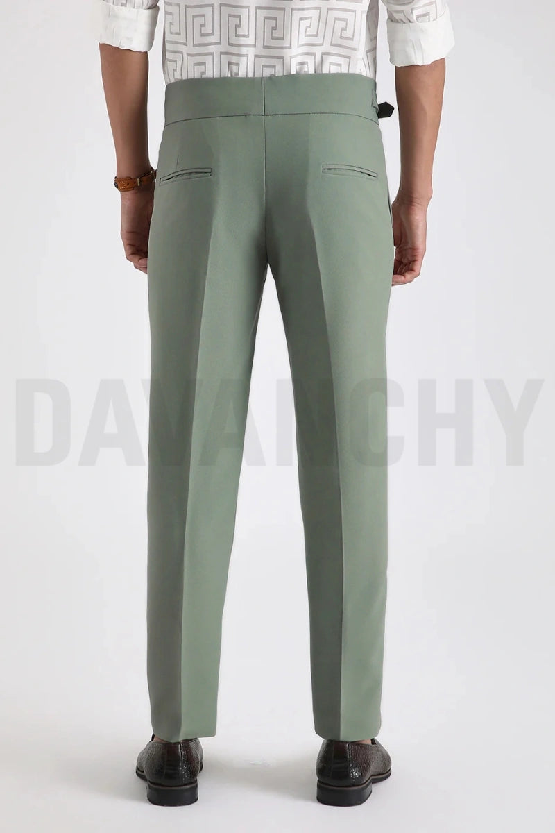 Men Sage Green Gurkha Pants with Tailored Fit