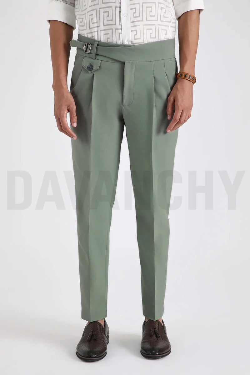 Men sage green gurkha pants-front