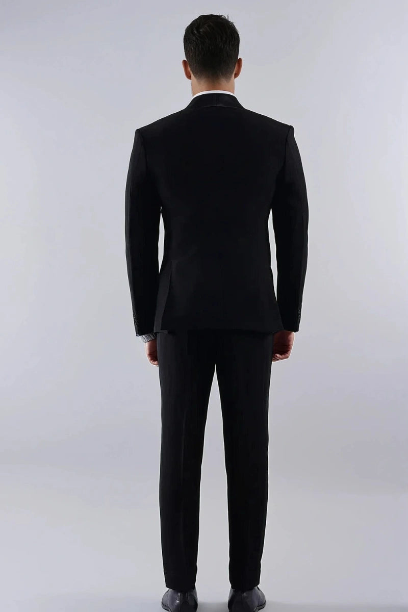 Elegant men’s black formal two-piece suit-Back