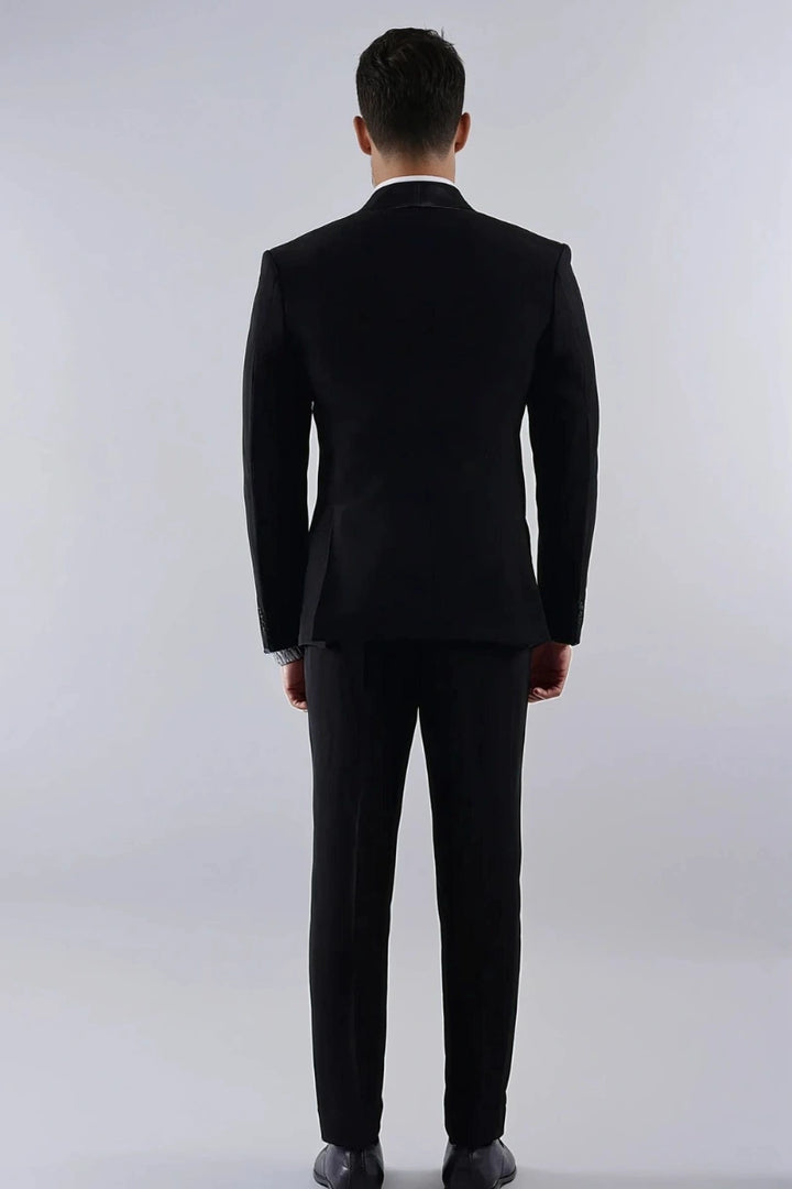 Elegant men’s black formal two-piece suit-Back