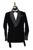 Men Smoking Jacket Winter Gift Christmas Jacket Velvet Black DaVanchy