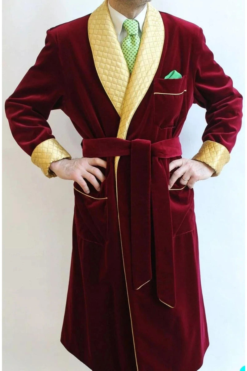 Winter Velvet Maroon Jacket Smoking Long Jacket Dinner Jacket Gift Him