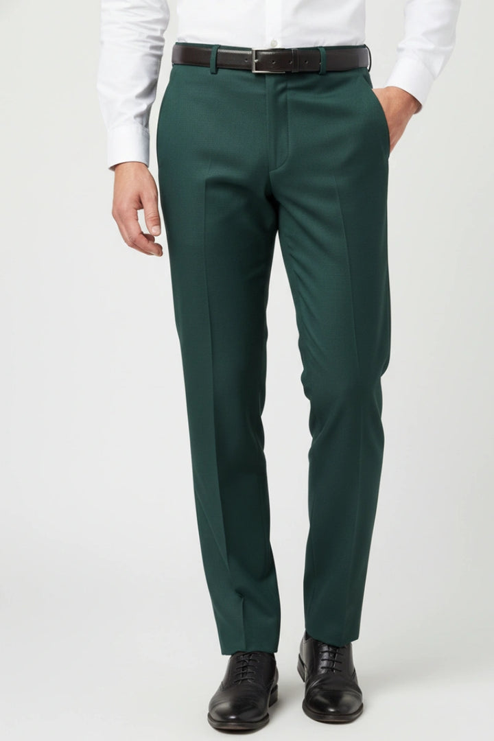 Women Teal Green Formal Pant-Front