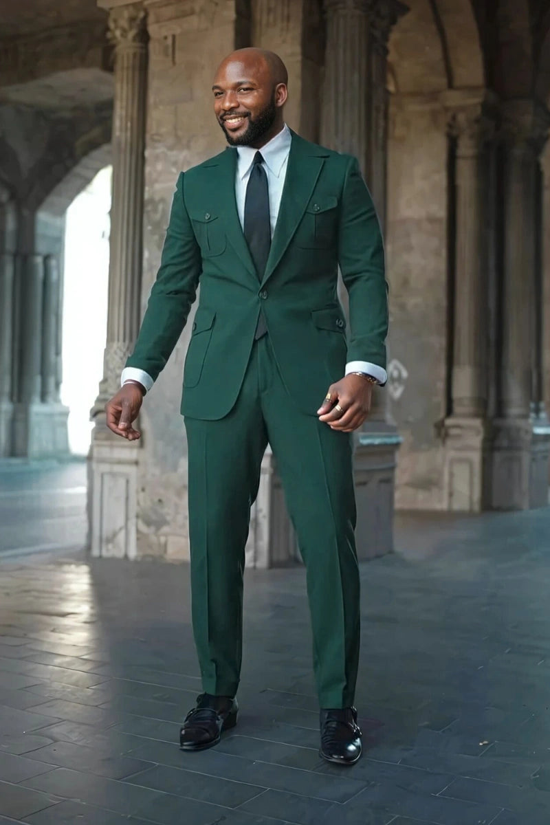 Teal Green Suit Mens Elegant Formal Wear DAVANCHY Teal Green Suit Mens Elegant Formal Wear DAVANCHY
