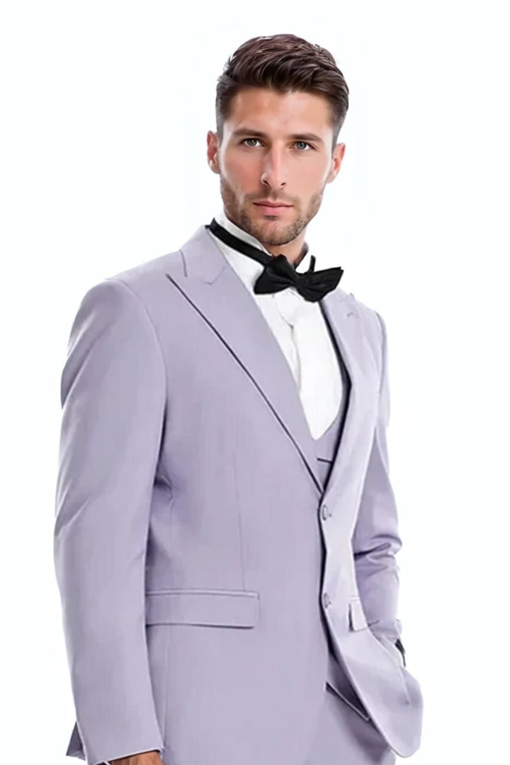 Stylish lavender wedding suit-Front