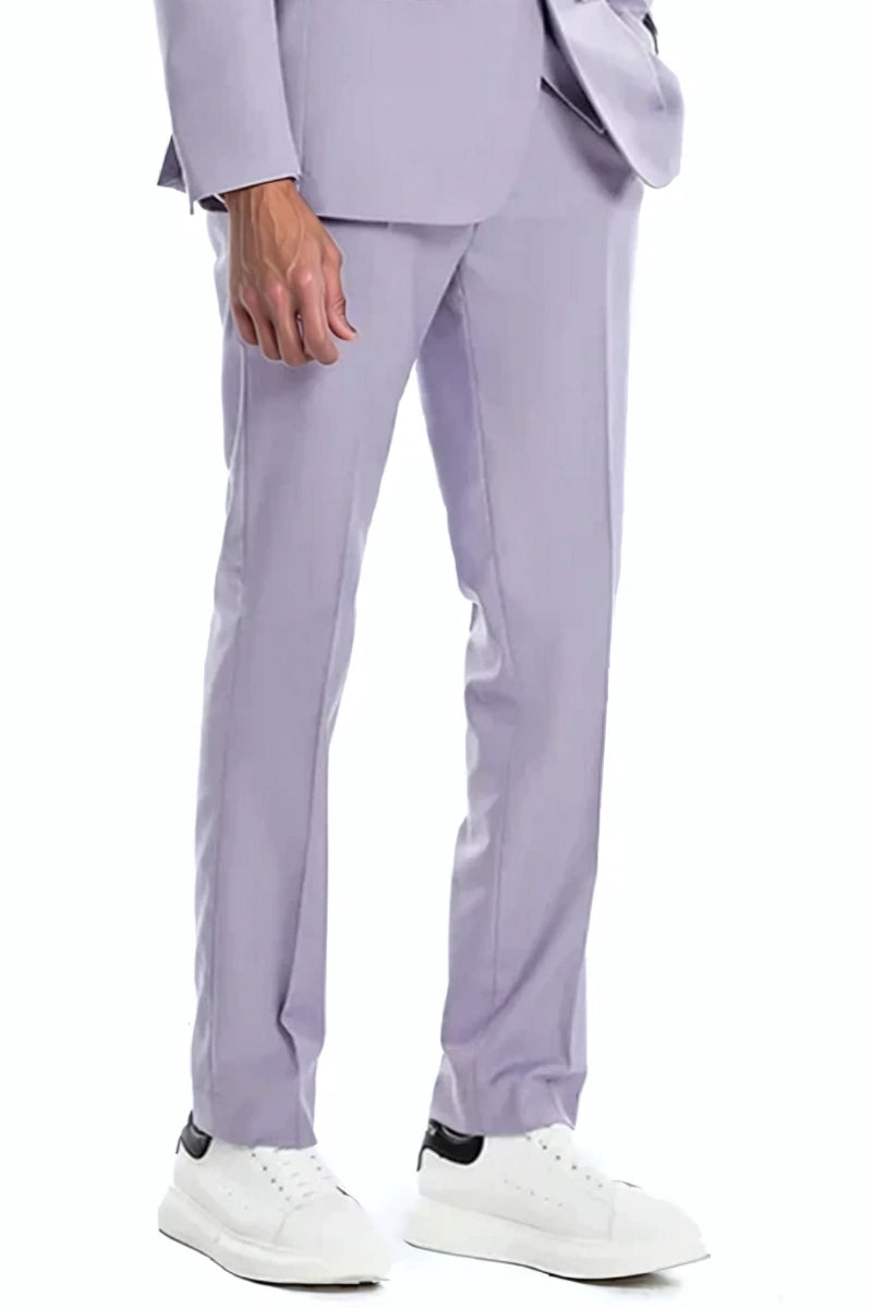 Designer lavender purple modern fit three piece suit-Front