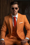 Orange Coat Pant Men Three piece Suit Orange Prom Wear Him  DaVanchy 