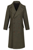 Men Double Breasted Olive Green Winter Coat Tweed Trench Coat DaVanchy