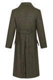 Men Double Breasted Olive Green Winter Coat Tweed Trench Coat DaVanchy