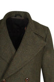 Men Double Breasted Olive Green Winter Coat Tweed Trench Coat DaVanchy