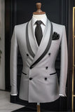 Grey Tuxedo Blazer Double Breasted Coat Wedding Blazer Grey DaVanchy