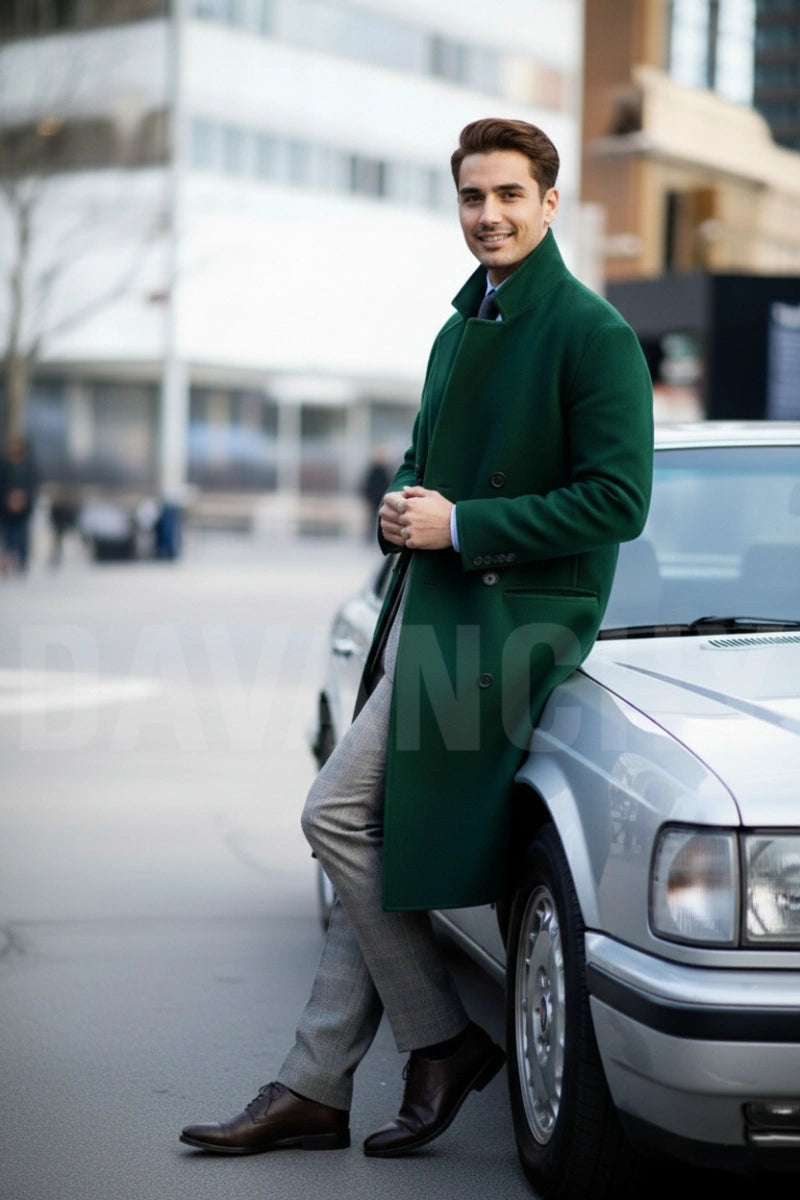 Men Wool Classic Formal Wear Overcoat-Side