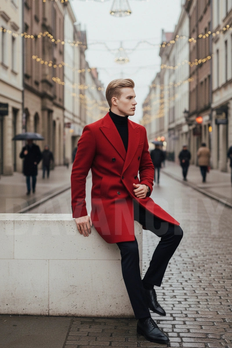 Men classic formal wear trench coat-Side