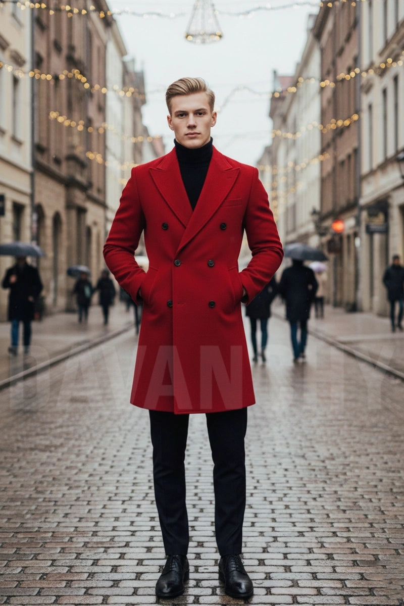 Double-breasted overcoat for men-Front