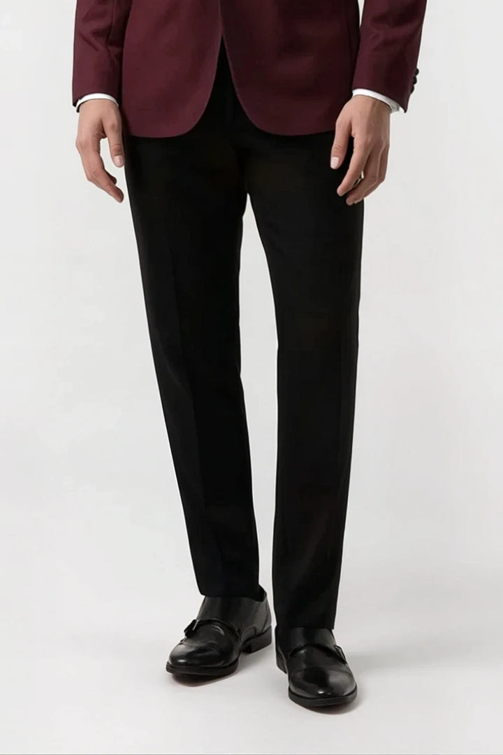 Men wine tuxedo suit for weddings and formal dinners – two-piece designer outfit-Front