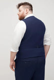 Navy Blue Waist Coat with Pant Set Groomsmen Wear For Him