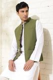 Men Half Jacket Ethnic Wear Traditional Wedding Jacket Greens DaVanchy